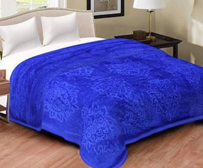 BLAN STAR Self Design Double Mink Blanket for  Heavy Winter(Microfiber, Blue)