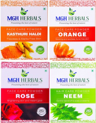 MGH Herbals Kasturi Haldi, Orange Peel, Rose Petals & Neem Face Pack (Pack of 4)(400 g)