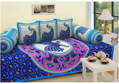 Keyline Cotton Abstract Diwan Set(Multicolor)
