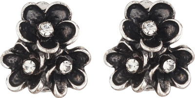 FirstBlush Non Piercing Golden Stone Studded Stud Style Clip-on Earring Alloy Stud Earring