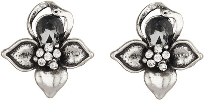 FirstBlush Non Piercing Silver Stone Studded Stud Style Alloy Clip-on Earring