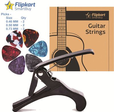 Flipkart SmartBuy Combo Pack AG-011 String Set & AGC-20 with 6 Picks, Clutch Guitar Capo(Black, BLue, Sliver, Glod, Red)