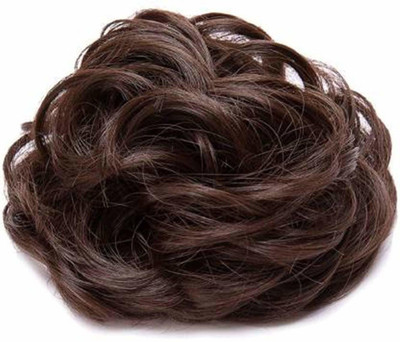 S K Bright Black Artificial Hair Extension Juda Hair Rubber Band (Pack of 1) Bun(Black)