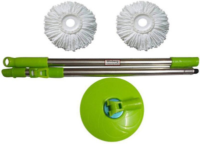 Kozycare Kozycare Mop Stick with 1 rod & 2 Refill Wet & Dry Mop(Green)
