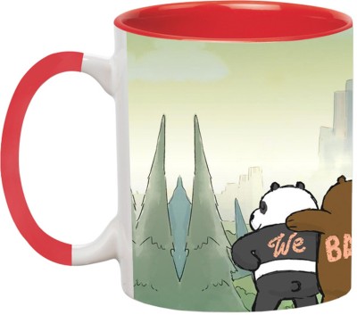 ARTBUG We Bare Bears Cartoon - 3463-Red Ceramic Coffee Mug(350 ml)