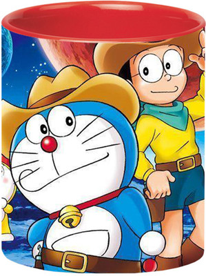 ARTBUG Doraemon Cartoon -3143-Red Ceramic Coffee Mug(350 ml)