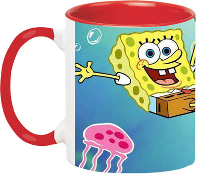 Ashvah SpongeBob SquarePants -3429-Red Ceramic Coffee Mug(350 ml)