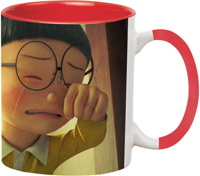 ARTBUG Doraemon Cartoon -3164-Red Ceramic Coffee Mug(350 ml)