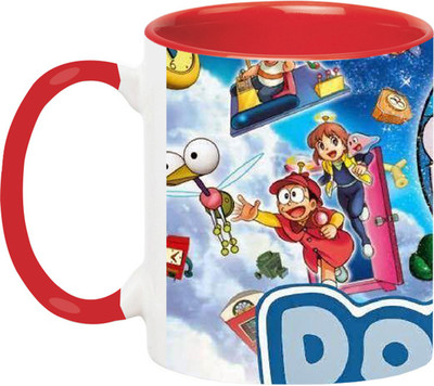 ARTBUG Doraemon Cartoon -3155-Red Ceramic Coffee Mug(350 ml)