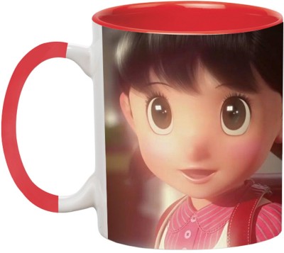 Ashvah Doraemon Cartoon -3150-Red Ceramic Coffee Mug(350 ml)