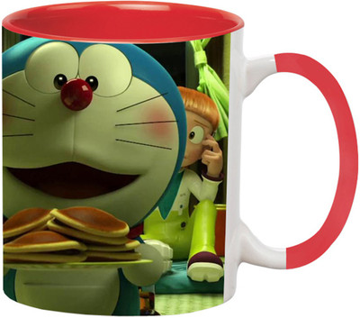 ARTBUG Doraemon Cartoon -3156-Red Ceramic Coffee Mug(350 ml)