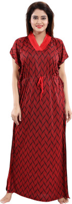 Glam World Women Nighty(Red)