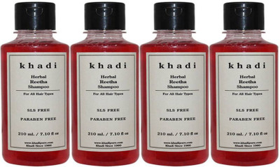KHADI Herbal Reetha Shampoo SLS-Paraben Free - Pack of 4(840 ml)