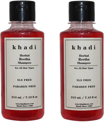 KHADI Herbal Reetha Shampoo SLS-Paraben Free - Pack of 2(420 ml)