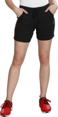 SWEEKASH Solid Women Black Sports Shorts