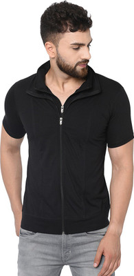 Jangoboy Solid Men Polo Neck Black T-Shirt