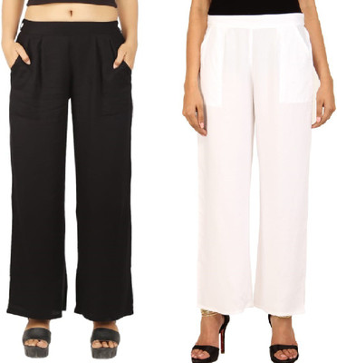Neelo Kurti Regular Fit Women White, Black Trousers