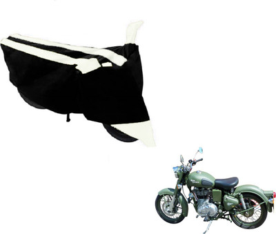MOCKHE Two Wheeler Cover for Royal Enfield(Battle, Black, White)