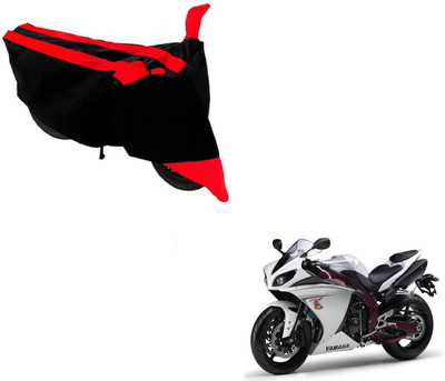 MOCKHE Two Wheeler Cover for Yamaha(Black, Red)