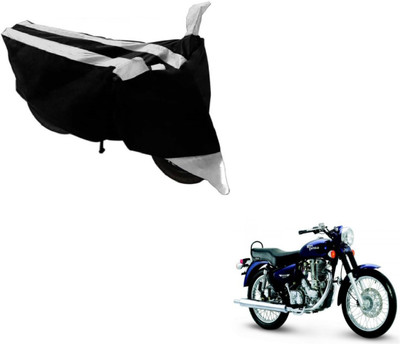 MOCKHE Two Wheeler Cover for Royal Enfield(Black, Silver)
