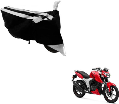 MOCKHE Two Wheeler Cover for TVS(Apache RTR 160, Black, Silver)