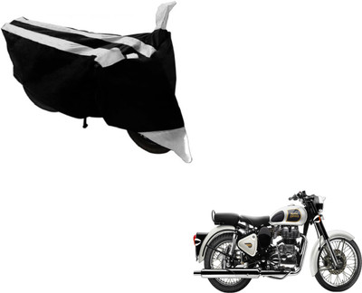 MOCKHE Two Wheeler Cover for Royal Enfield(Classic 350, Black, Silver)