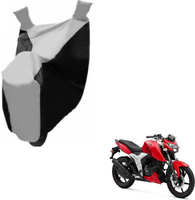 Auto Hub Two Wheeler Cover for TVS(Apache RTR 160, Black, Silver)
