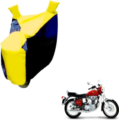 NIKS Two Wheeler Cover for Royal Enfield(Black, Yellow)