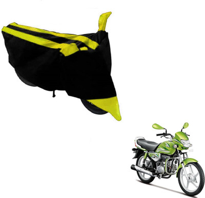 MOCKHE Two Wheeler Cover for Hero(HF Deluxe, Black, Yellow)