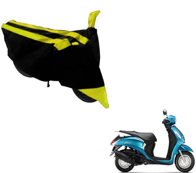 MOCKHE Two Wheeler Cover for Yamaha(Fascino, Black, Yellow)