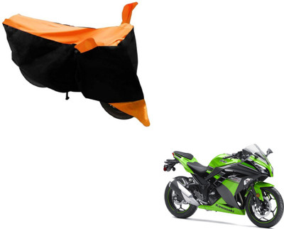 Amanzo Two Wheeler Cover for Kawasaki(Ninja, Black, Orange)