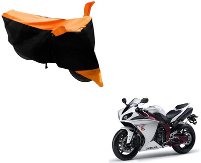 NIKS Two Wheeler Cover for Yamaha(Black, Orange)
