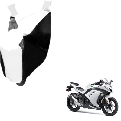 MOCKHE Two Wheeler Cover for Kawasaki(Ninja 300, Black, White)