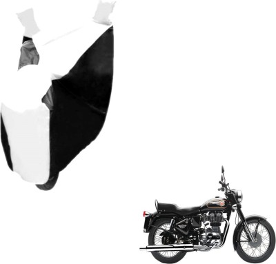 MOCKHE Two Wheeler Cover for Royal Enfield(Bullet 350, Black, White)