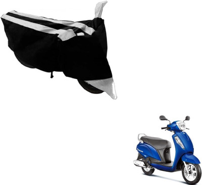 MOCKHE Two Wheeler Cover for Suzuki(Access, Black, Silver)