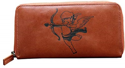 Karmanah Women Brown Genuine Leather Wallet(12 Card Slots)