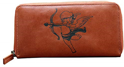 Karmanah Women Brown Genuine Leather Wallet(12 Card Slots)