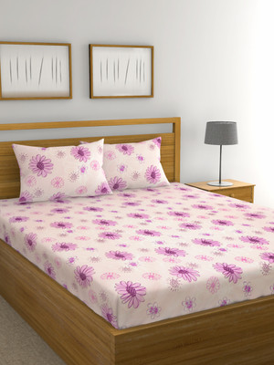 Raymond Home 0 TC Microfiber Double Floral Bedsheet(Pack of 1, Pink)