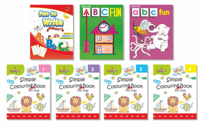 English Cursive Writing Capital Small Print writing Colouring Activity based Books set for kids 2 - 6 years of age set of 7 books(English, Paperback, Mayur Publications)