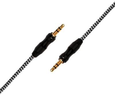 Voltegic AUX Cable 3.1 A 1.5 m Copper Braiding, Metal Braided 3.5mm Male to Male(2 Meter/6Feet) Type AUX / Auxiliary Cable(Compatible with Mobile, Laptop, Tablet, Mp3, Gaming Device, Black, One Cable)