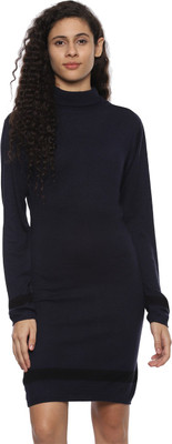 Allen Solly Women Bodycon Dark Blue Below Knee Dress