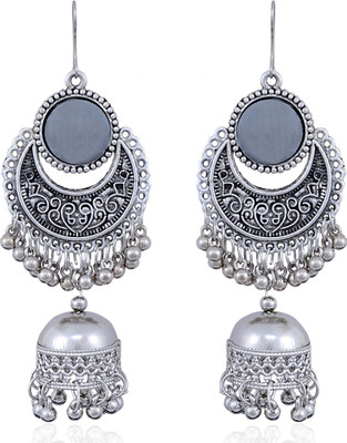Darsha Collections Drop and dangle oxidised fancy earrings Beads German Silver Drops & Danglers