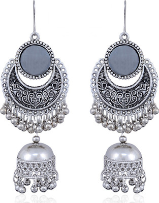 Darsha Collections Drop and dangle oxidised fancy earrings Beads German Silver Drops & Danglers