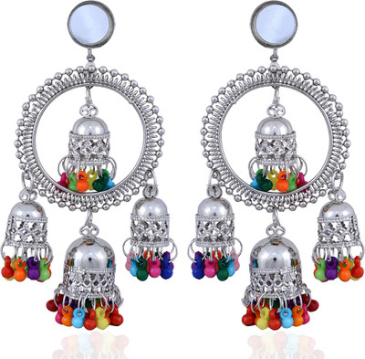 Darsha Collections Drop and dangle oxidised fancy earrings Beads German Silver Drops & Danglers