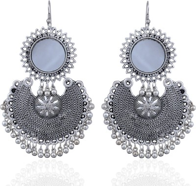 Darsha Collections Drop and dangle oxidised fancy earrings Beads German Silver Drops & Danglers