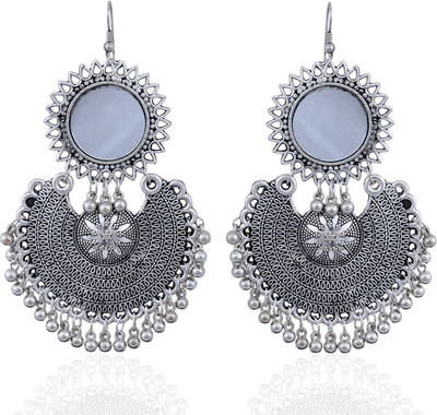 Darsha Collections Drop and dangle oxidised fancy earrings Beads German Silver Drops & Danglers