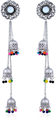 Darsha Collections Drop and dangle oxidised fancy earrings Beads German Silver Drops & Danglers