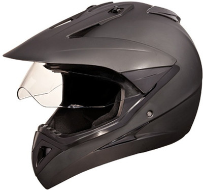 STUDDS MOTOCROSS PLAIN WITH VISOR OFF ROAD FULL FACE Motorbike Helmet(Matt Black)