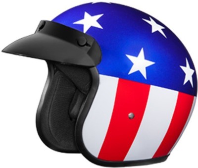 STUDDS JETSTAR CLASSIC D1 OPEN FACE CAPTAIN AMERICA Motorbike Helmet(Blue)