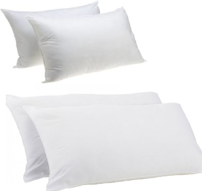 GKM Polyester Fibre Solid Sleeping Pillow Pack of 4(White)
